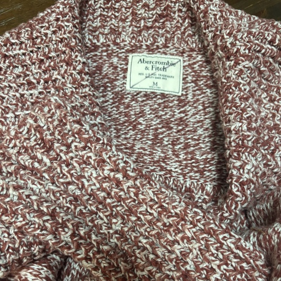 Abercrombie & Fitch Marled Off-Shoulder Sweater Burgandy and White Sweater Sz M - Picture 7 of 8
